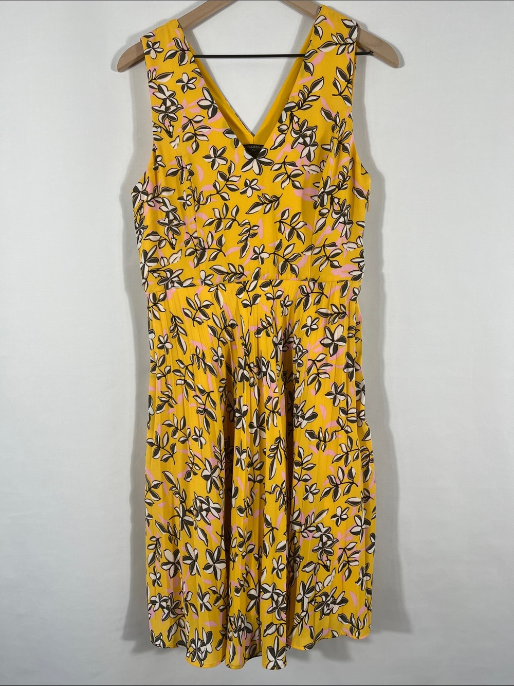 Banana Republic Yellow Floral V-Neck Midi Dress